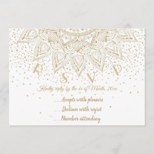 Elegant guldmandala-konfettidesign inbjudningar