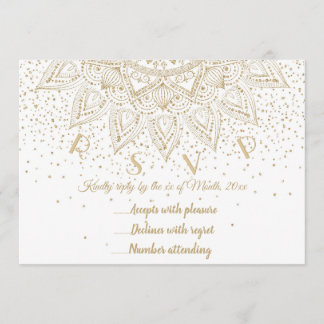 Elegant guldmandala-konfettidesign inbjudningar