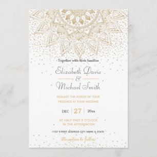 Elegant guldmandala-konfettidesign inbjudningar