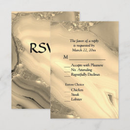 Elegant guldmarmor agat RSVP med menyval OSA Kort
