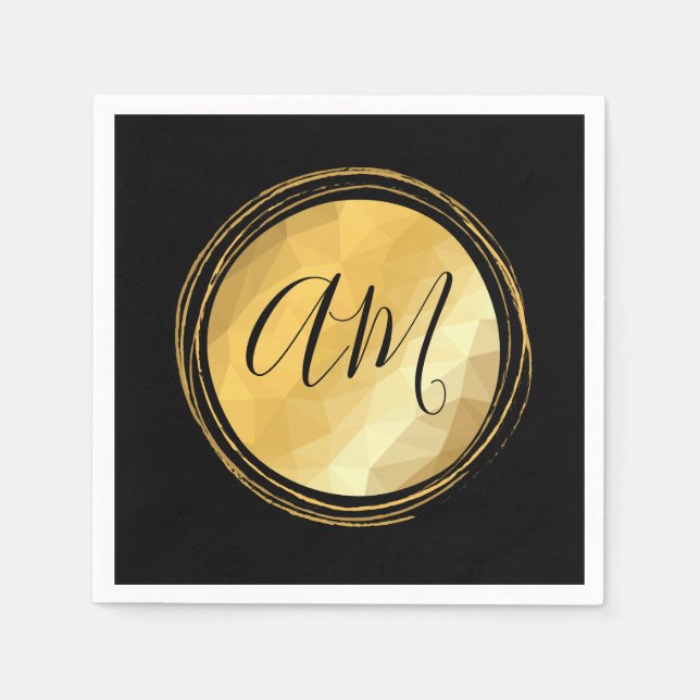 Elegant guldmetallfestive initial brev pappersservett (Framsidan)