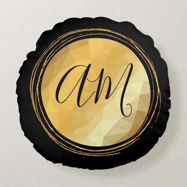 Elegant guldmetallfestive initial brev rund kudde (Framsidan)