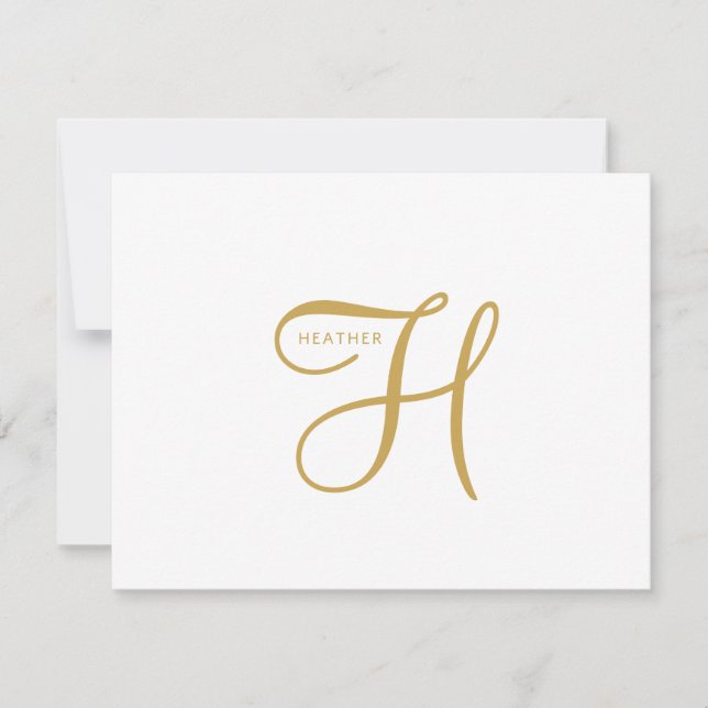 Elegant Guldmonogram  Anteckningskort (Framsida)