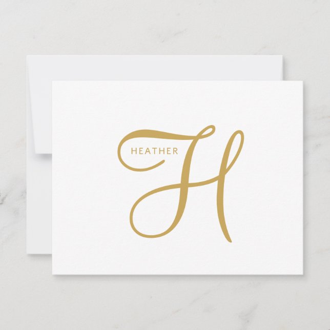 Elegant guldmonogram  anteckningskort (Framsida)