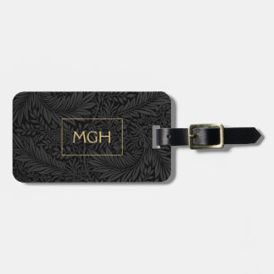 Elegant guldmonogram blommönster bagagebricka