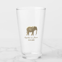 Elegant Guldmonogram Bröllop Glaskopp