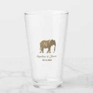 Elegant Guldmonogram Bröllop Glaskopp
