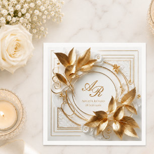 Elegant guldmonogram bröllop pappersservett