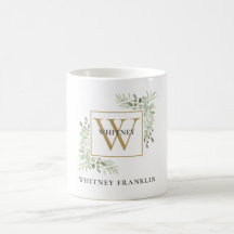 Elegant guldmonogram eukalyptusgrönska