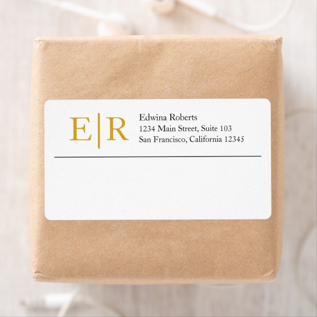 Elegant Guldmonogram Företag Returadress Fraktsedel (Insitu)