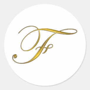 Elegant guldmonogram initial F kuvertssigill Runt Klistermärke