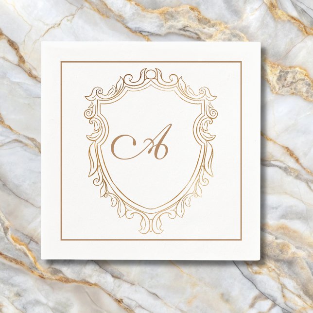 Elegant guldmonogram initial  pappersservett (Skapare uppladdad)