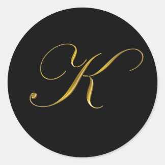Elegant guldmonogram K Kuvert Sigill Runt Klistermärke