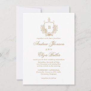 Elegant guldmonogram-kam Custom bröllop Inbjudningar