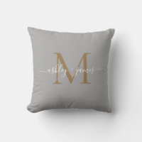 Elegant guldmonogram manusnamn bröllop grå