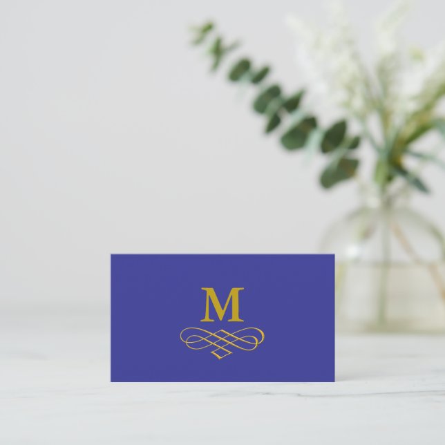 Elegant guldmonogram och kalligrafi visitkort (Stående Fram)