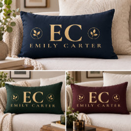Elegant guldmonogram Personligt namn Lumbarkudde
