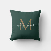 Elegant guldmonogram skriptnamn bröllop grönt