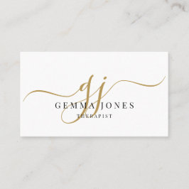 Elegant Guldmonogram Terapeut Signatur Namn Visitkort
