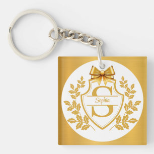 Elegant guldmonogram vapen, båge Personligt namn