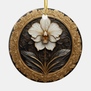 Elegant guldorkidédesign julgransprydnad keramik