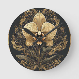 Elegant guldorkidédesign rund klocka