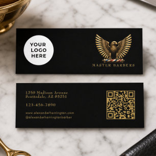 Elegant Guldörn Barberare Shop Logotyp Frisör Mini Visitkort