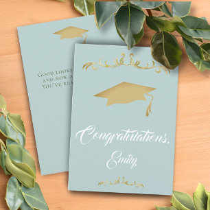 Elegant guldornament Grattis på studenten Kort