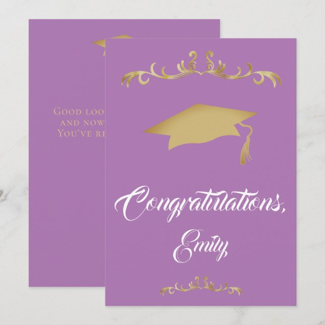 Elegant guldornament Grattis till studenten Kort (Fram/baksida)