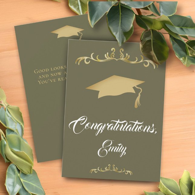 Elegant guldornament Grattis till studenten Kort (Skapare uppladdad)