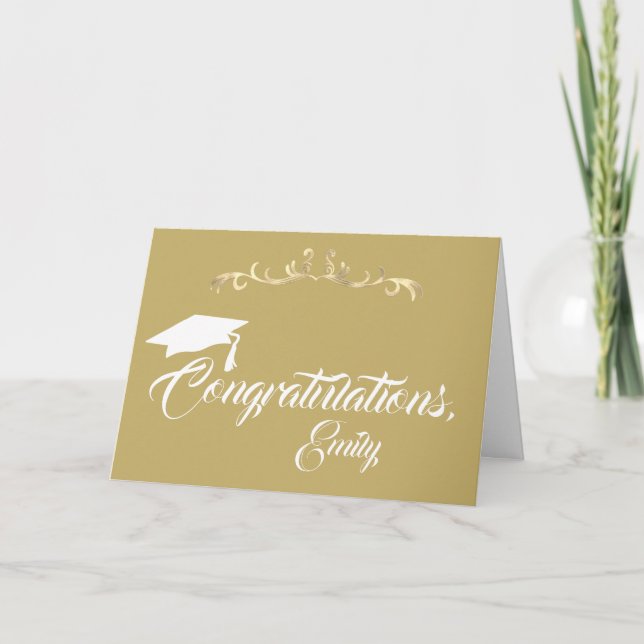 Elegant guldornament Grattis till studenten Kort (Framsida)