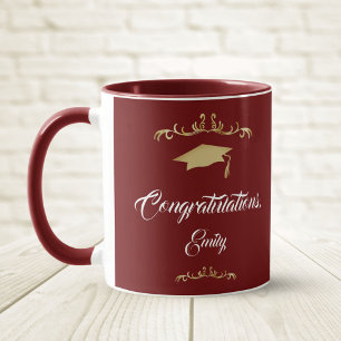 Elegant guldornament Grattis till studenten Mugg