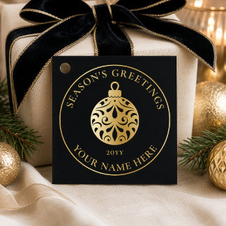 Elegant guldornament svart julpresent gåvor etiketter