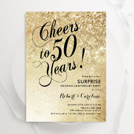Elegant guldöverraskning 50-årsjubileum inbjudningar