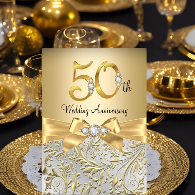 Elegant guldpil diamant 50-årsjubileum inbjudningar (Skapare uppladdad)
