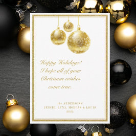 Elegant guldprydnadsföremål och ram-julkort julkort