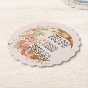 Elegant guldram Blush rosa blommig bröllopsfest Underlägg Papper