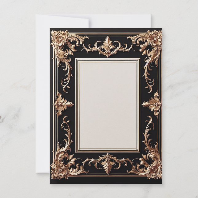 Elegant guldram inbjudningar (Framsida)