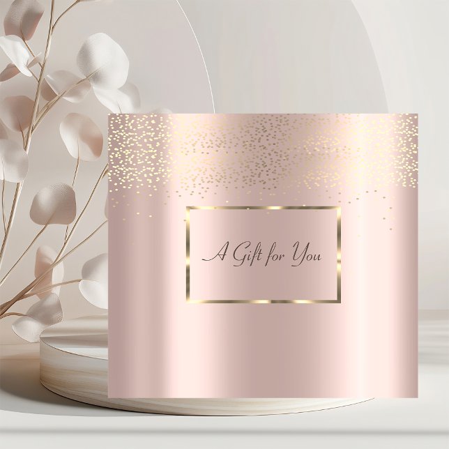 Elegant guldram, konfetti rose gold rabattkort (Skapare uppladdad)