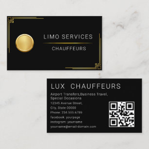 Elegant guldrandig guldchaufför logotyp förare visitkort
