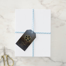 Elegant guldranking, klöver i läderlook presentetikett