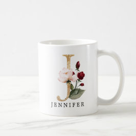 Elegant guldrodnad och burgunderfärgad blomma Boks Kaffemugg