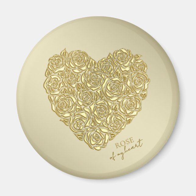 Elegant Guldros Från Mitt Hjärta Magnet (Framsidan)