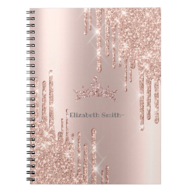 Elegant guldröseglitter, kunglig    anteckningsbok (Framsidan)