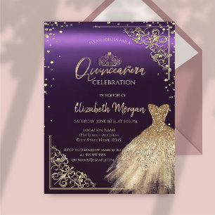 Elegant guldrött klänning tiara, diamanter lila Qu Inbjudningar