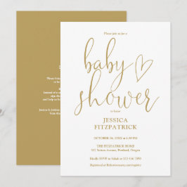 Elegant guldskrift Baby Shower allt i ett Inbjudningar