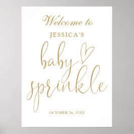 Elegant guldskrift Baby Sprinkle välkomstskylt Poster