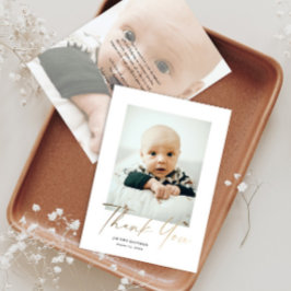 Elegant guldskrift babyfoto tack kort