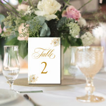 Elegant guldskrift Blommig bröllopsbord Nummer 2