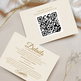 Elegant guldskrift Bröllopsdetaljkort med QR OSA Kort